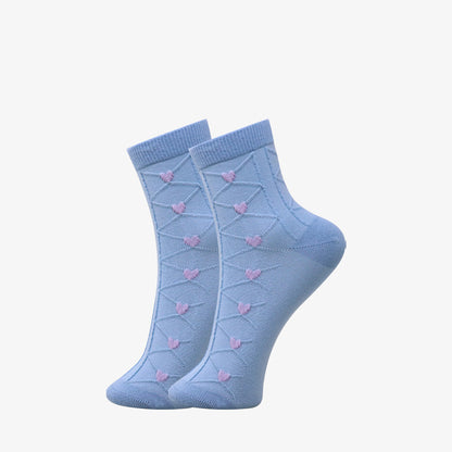 3 Pk Women's Designer Crew Socks Soft Cotton Blend Breathable Casual Socks