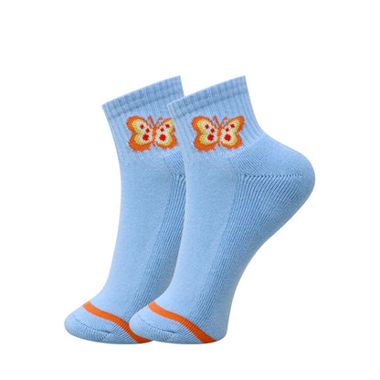 3 Pk Girls Butterfly Design Ankle Socks
