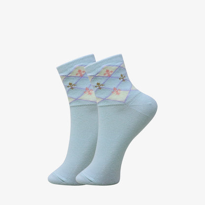 3 Pk Women's Designer Crew Socks Soft Cotton Blend Breathable Casual Socks