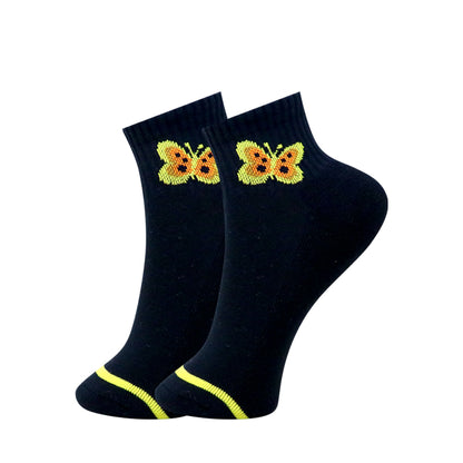 3 Pk Girls Butterfly Design Ankle Socks