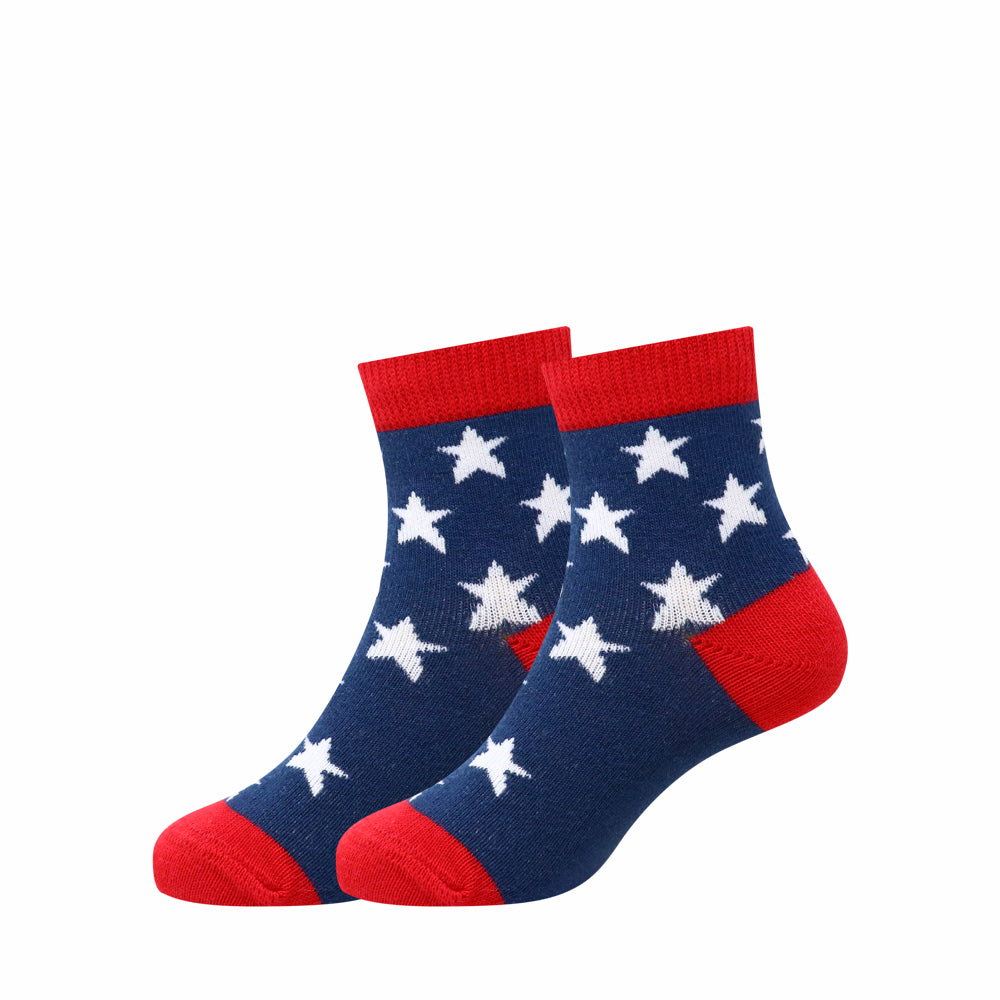 3 Pk Kids’ Star & Stripe Crew-Length Socks – Fun Printed Casual Socks