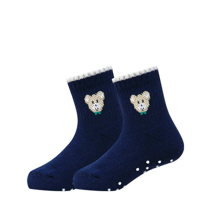 3 Pk Mustang Kids Teddy Bear Anti-Skid Cotton Crew Socks