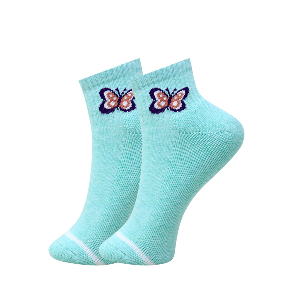 3 Pk Girls Butterfly Design Ankle Socks