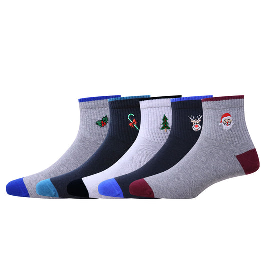 5 Pk Men's Festive Ankle Socks - Christmas Edition