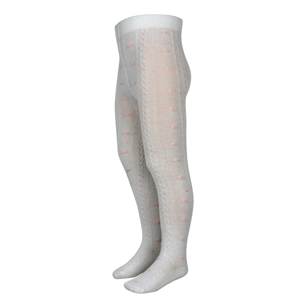 3 Pk Girls' Premium Cotton Cable Knit & Printed Tights Combo Pack