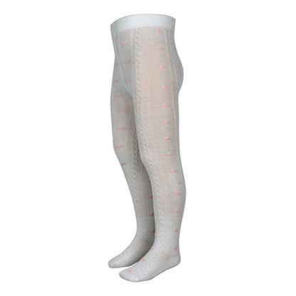3 Pk Girls' Premium Cotton Cable Knit & Printed Tights Combo Pack