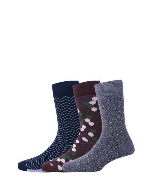 3pk Cotton Rich Design Combo Socks