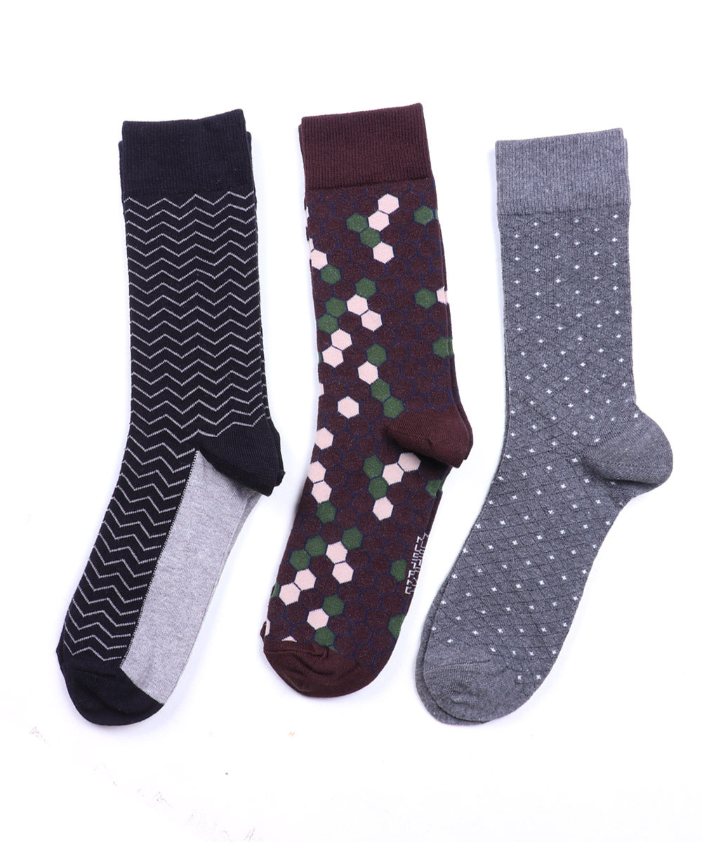 3pk Cotton Rich Design Combo Socks