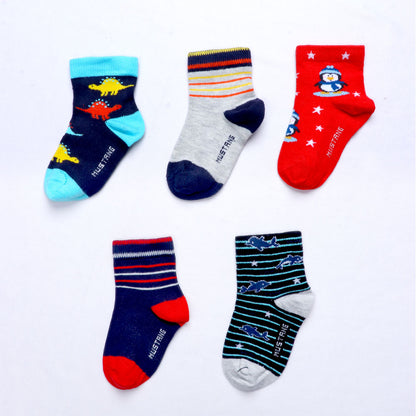 5PK Dinosaur & Winter-Themed Designs Socks