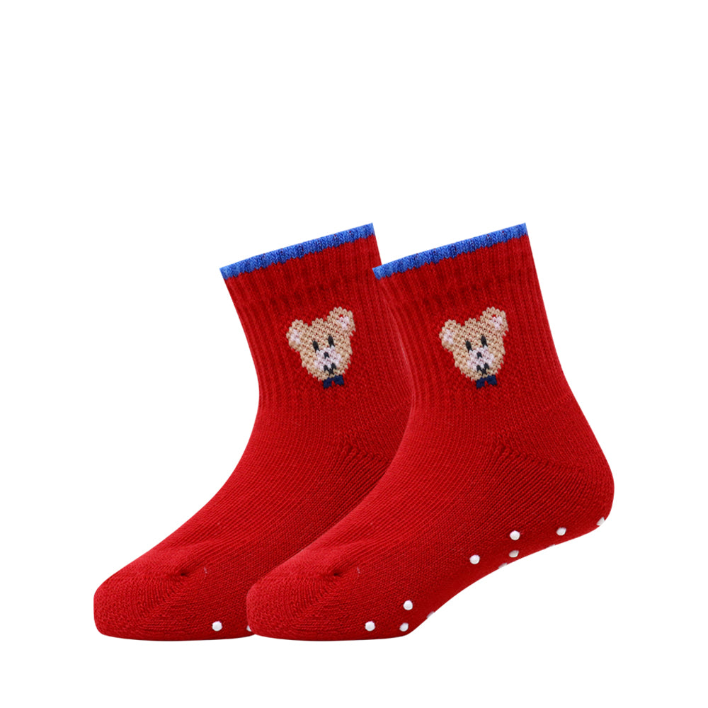 3 Pk Mustang Kids Teddy Bear Anti-Skid Cotton Crew Socks