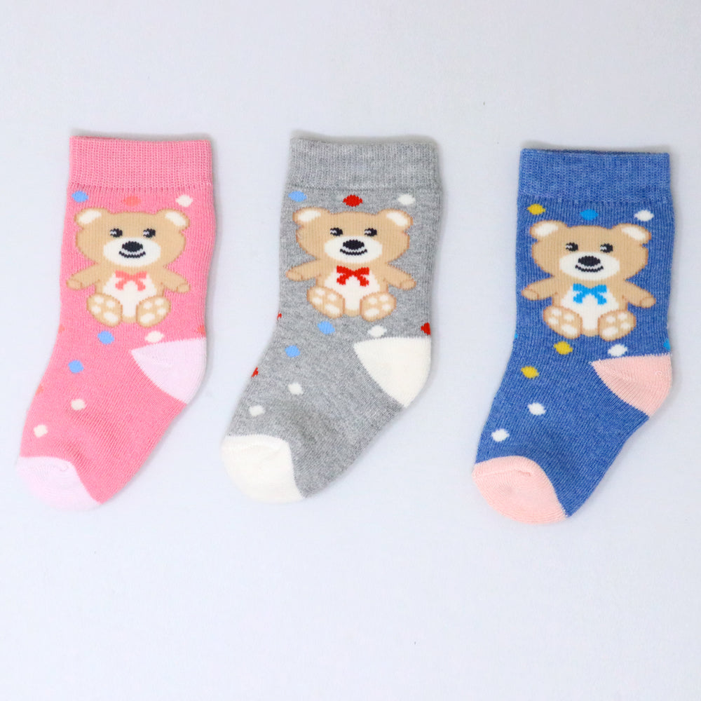 3 Pk Cute Teddy Bear Kids Terry Socks