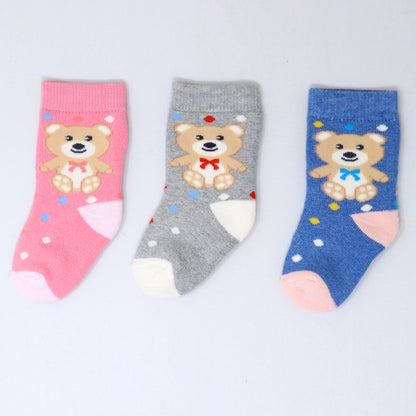 3 Pk Cute Teddy Bear Kids Terry Socks