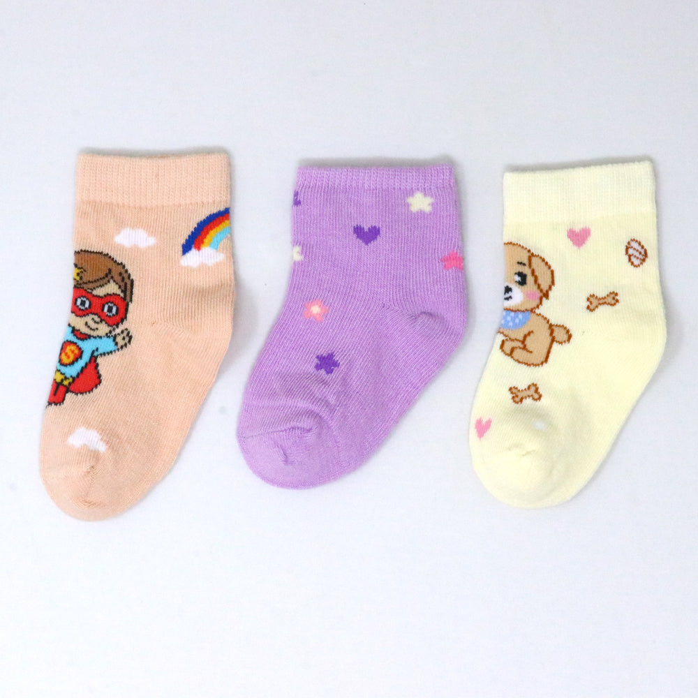 3 Pk Kids’ Superhero & Cuddle Friends Crew Socks – Fun Character Printed Socks