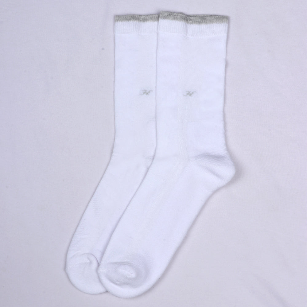 1 Pk Premium White Cotton Crew Socks For Men