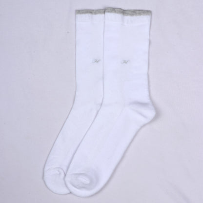 1 Pk Premium White Cotton Crew Socks For Men