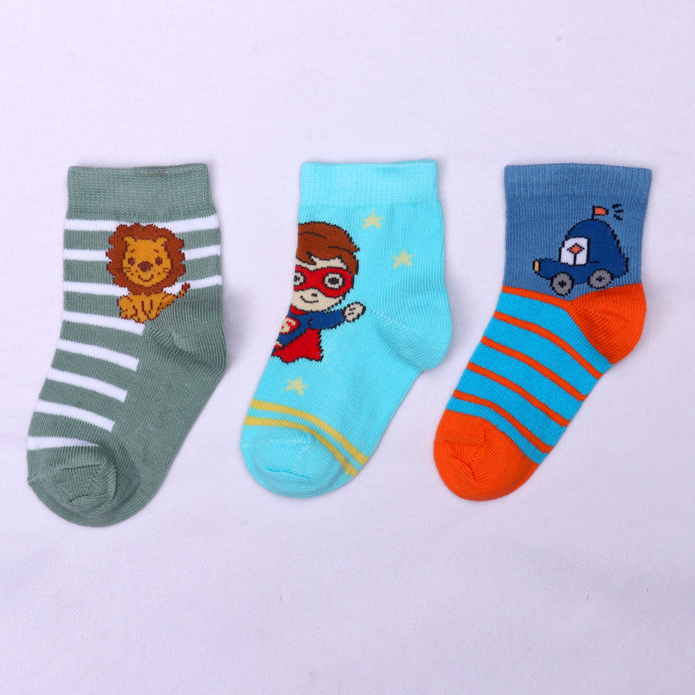 3 Pk Kids Cartoon Lion, Hero & Car Design