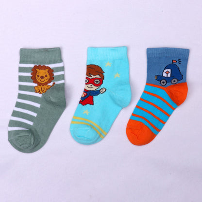 3 Pk Kids Cartoon Lion, Hero & Car Design