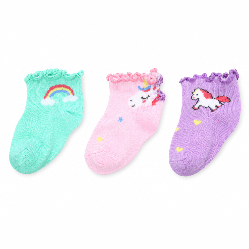 3 Pk Toddler Frill Edge Cotton Socks  Soft & Comfortable Baby Girl Socks