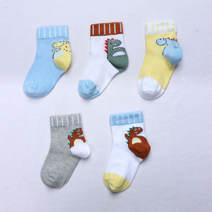 5PK Dinoland Baby Short leg Socks