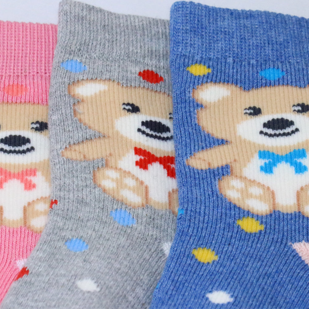3 Pk Cute Teddy Bear Kids Terry Socks