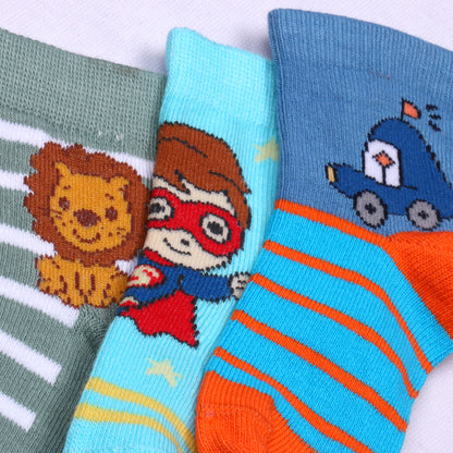 3 Pk Kids Cartoon Lion, Hero & Car Design