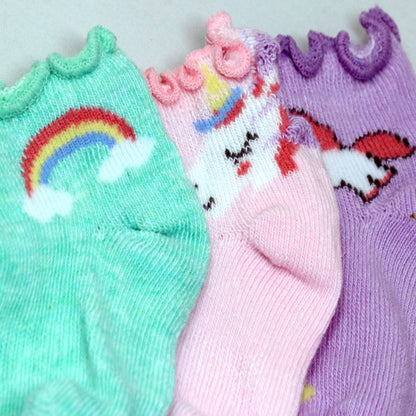 3 Pk Toddler Frill Edge Cotton Socks  Soft & Comfortable Baby Girl Socks