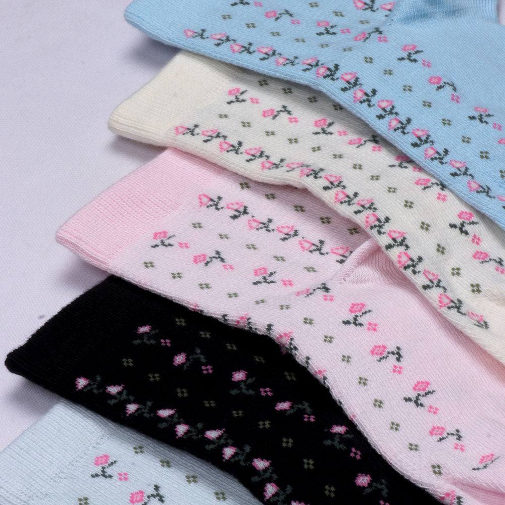 5 Pk Angutha Flower Multi  Design Socks