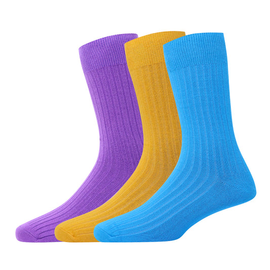 3pk Basic Plain Rib Socks