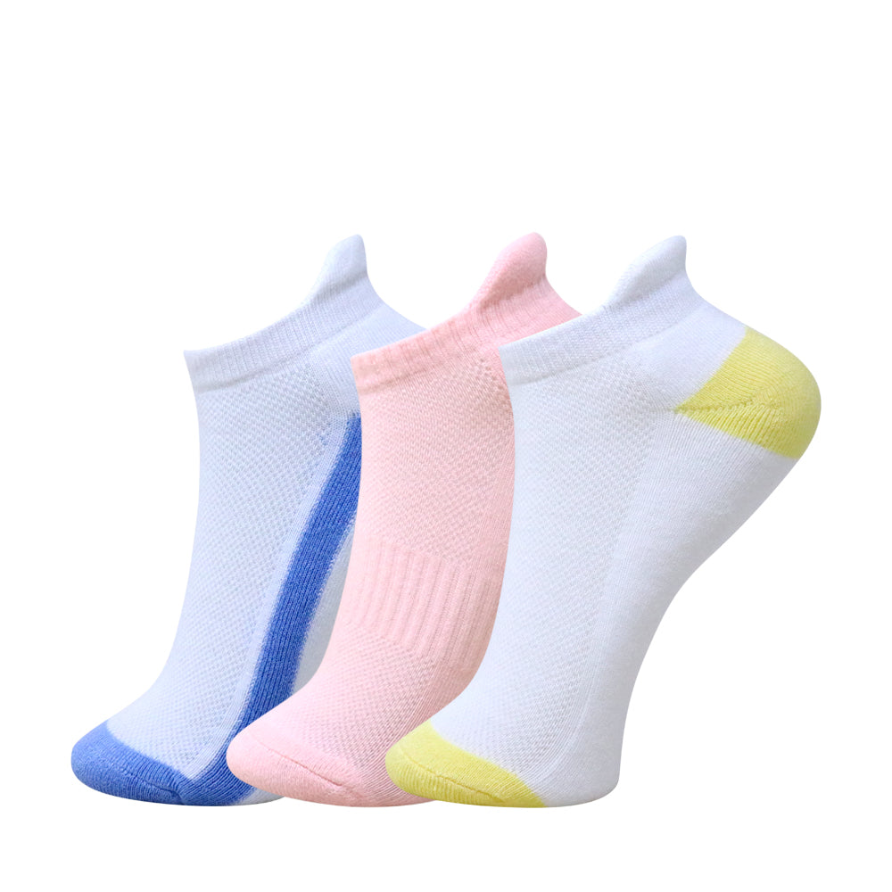 3 Pk Kids Solid Ankle Socks With Contrast Heel & Toe – Soft, Comfortable Everyday Socks