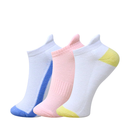 3 Pk Kids Solid Ankle Socks With Contrast Heel & Toe – Soft, Comfortable Everyday Socks