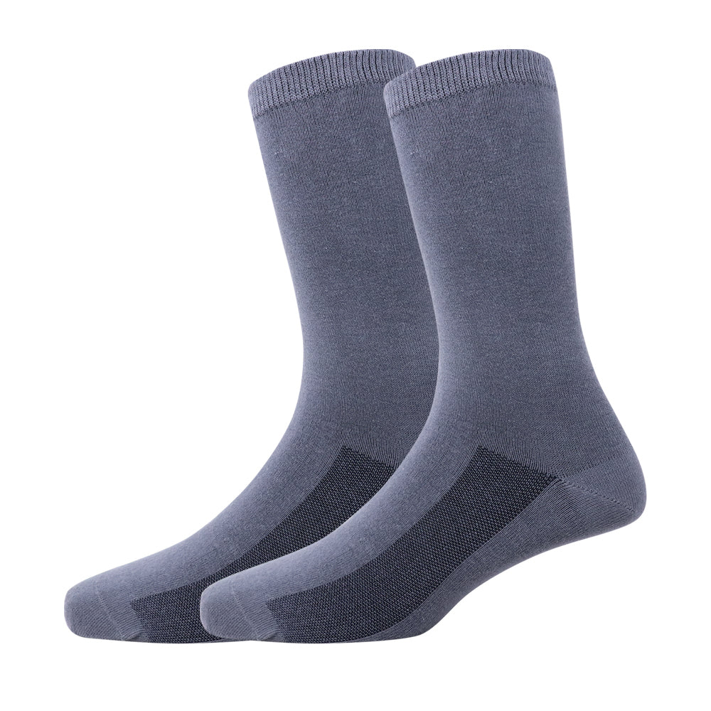 1 Pk Men's Grey Crew Socks With Cushioned Footed Socks