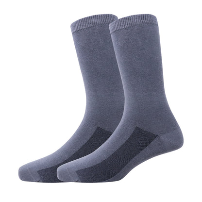 1 Pk Men's Grey Crew Socks With Cushioned Footed Socks