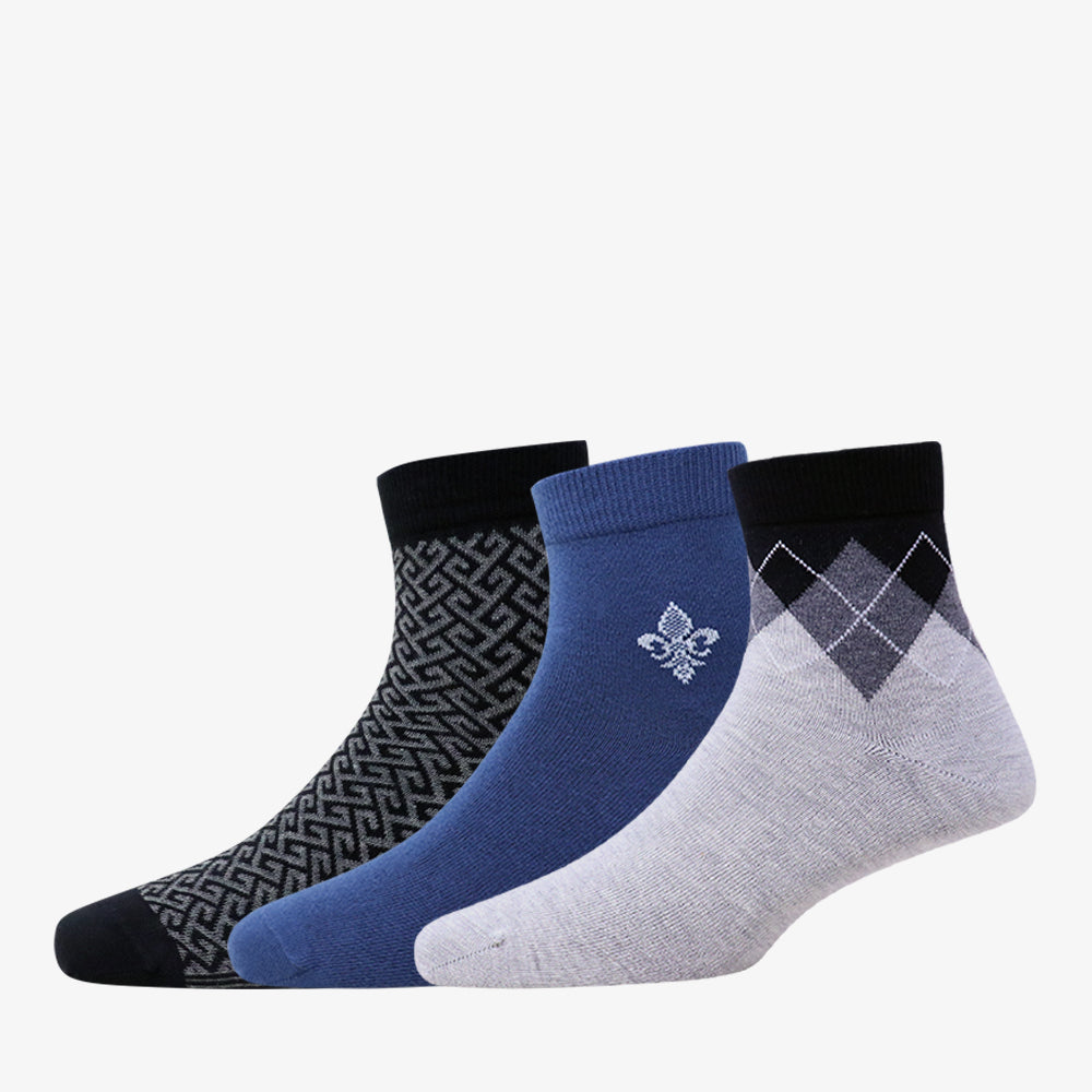 3 Pk Men's Geometric & Vintage Casual Socks