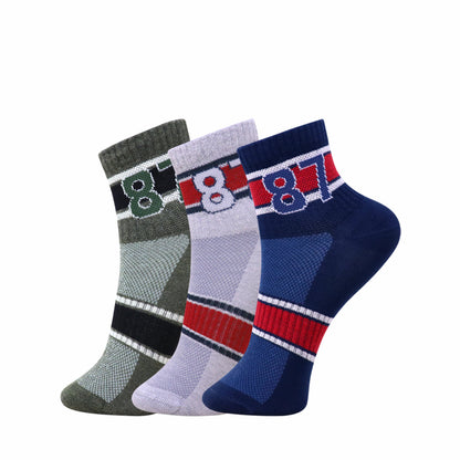 3 Pk Men’s 87 Graphic Crew-Length Sports Socks – Stylish Casual & Athletic Socks
