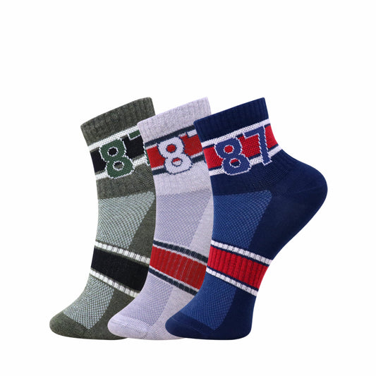 3 Pk Men’s 87 Graphic Crew-Length Sports Socks – Stylish Casual & Athletic Socks