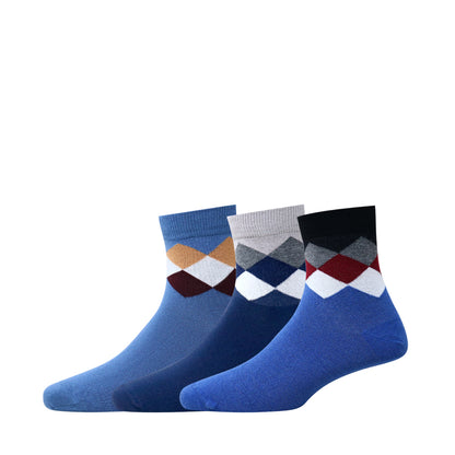 3 Pk Men’s Cotton Rich Argyle Pattern Crew Length Socks