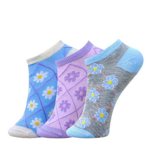 3 Pk Kids Floral Design Cotton Socks