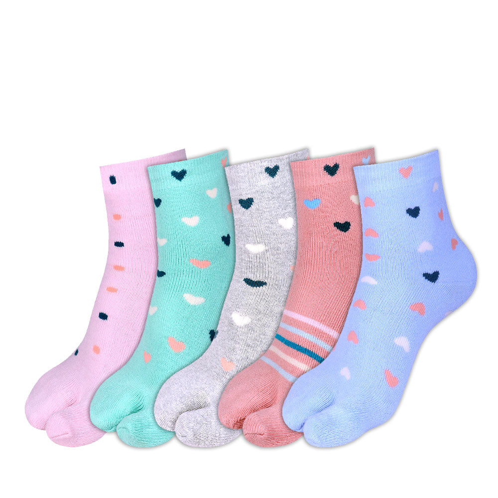 5 Pk Angutha Hart Stripe  Design Socks