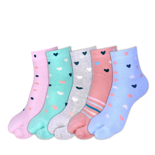 5 Pk Angutha Hart Stripe  Design Socks