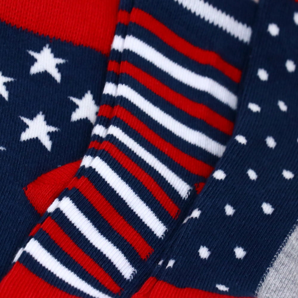 3 Pk Kids’ Star & Stripe Crew-Length Socks – Fun Printed Casual Socks
