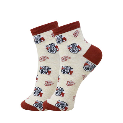 3 Pk Boys’ Fun Printed Crew Socks – Motorcycle & Retro Music Design