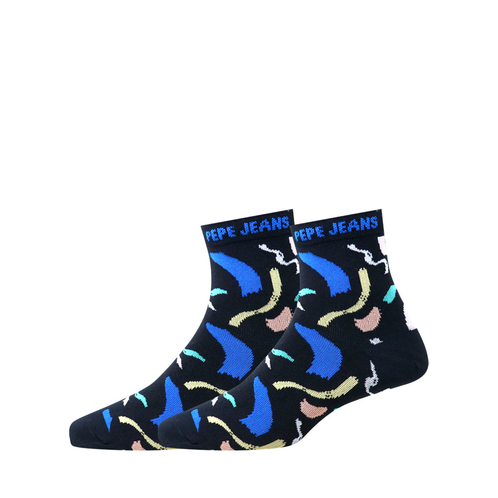 3 Pk Men’s Short Length Cotton Blend Socks – Multicolour Geometric & Abstract Design