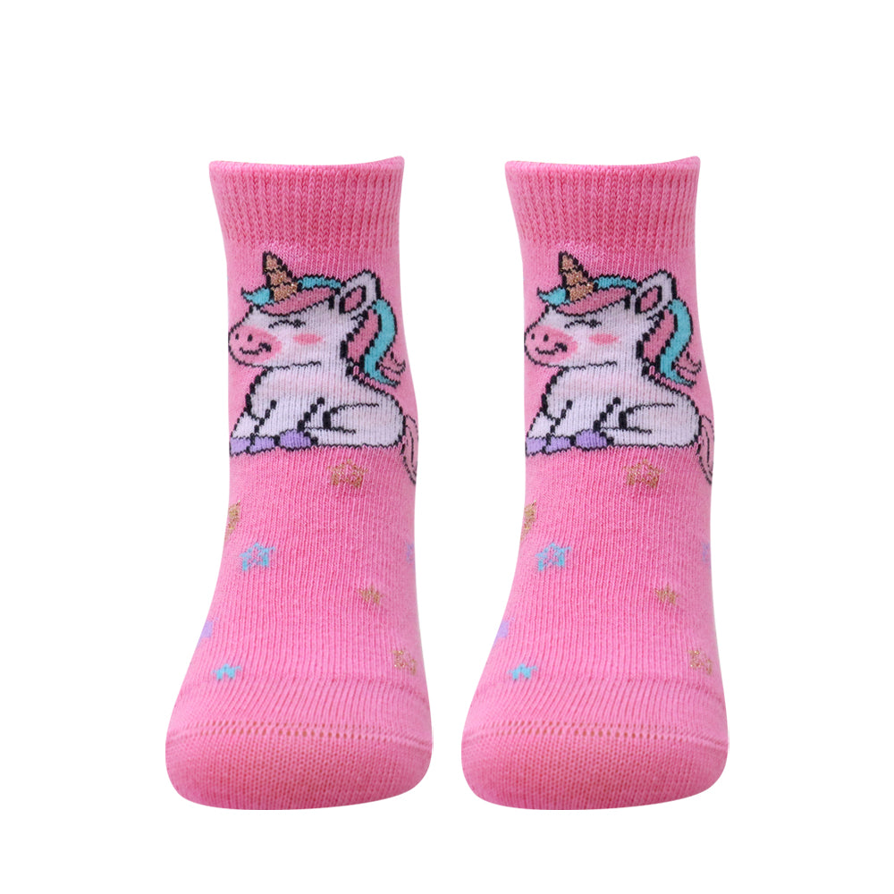 3 Pk Girls’ Unicorn, Superhero & Cute Cat Crew Socks – Fun Character Printed Socks