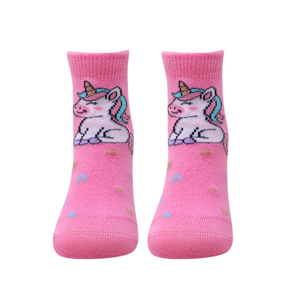 3 Pk Girls’ Unicorn, Superhero & Cute Cat Crew Socks – Fun Character Printed Socks