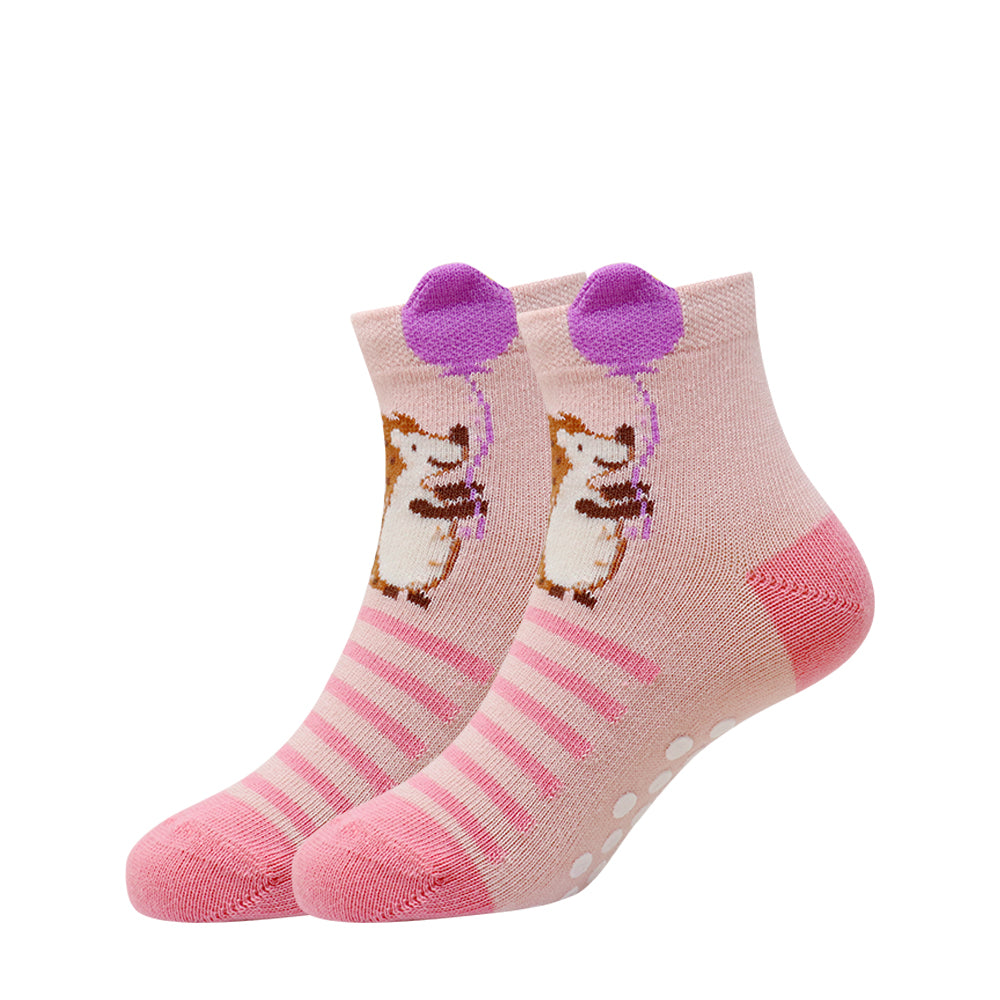 3 Pk Girls Cute Animal Crew Socks – Soft Anti-Slip Cotton Socks For Toddlers & Kids