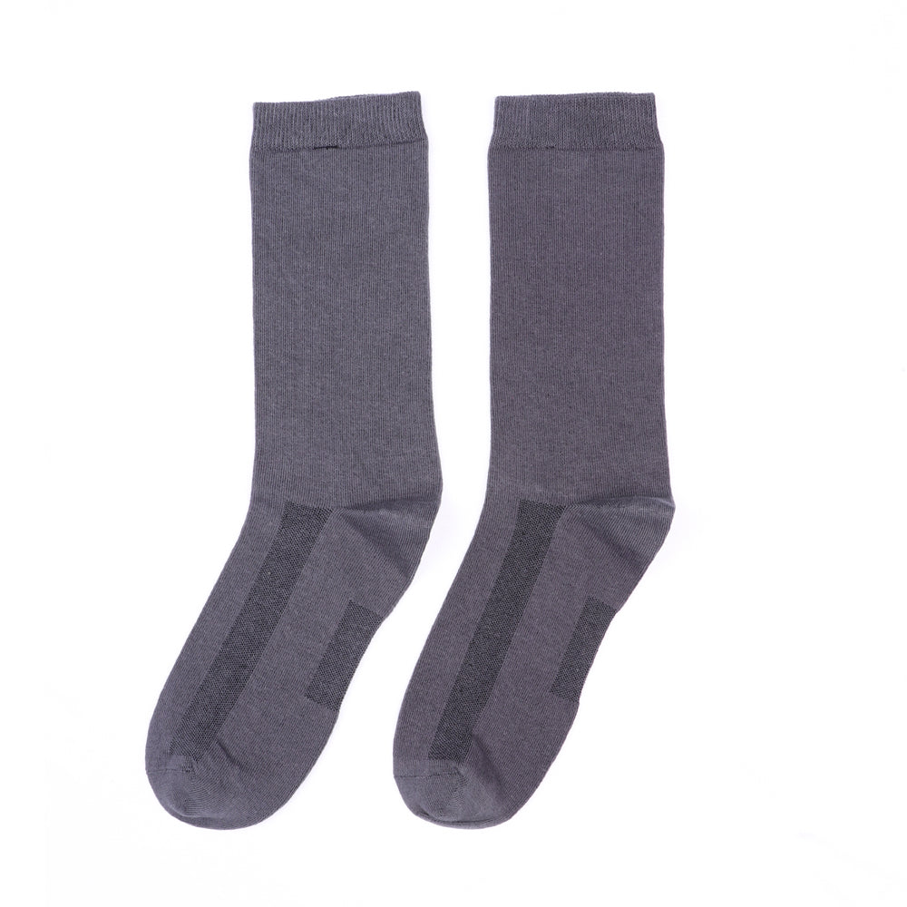 1 Pk Men's Grey Crew Socks With Cushioned Footed Socks