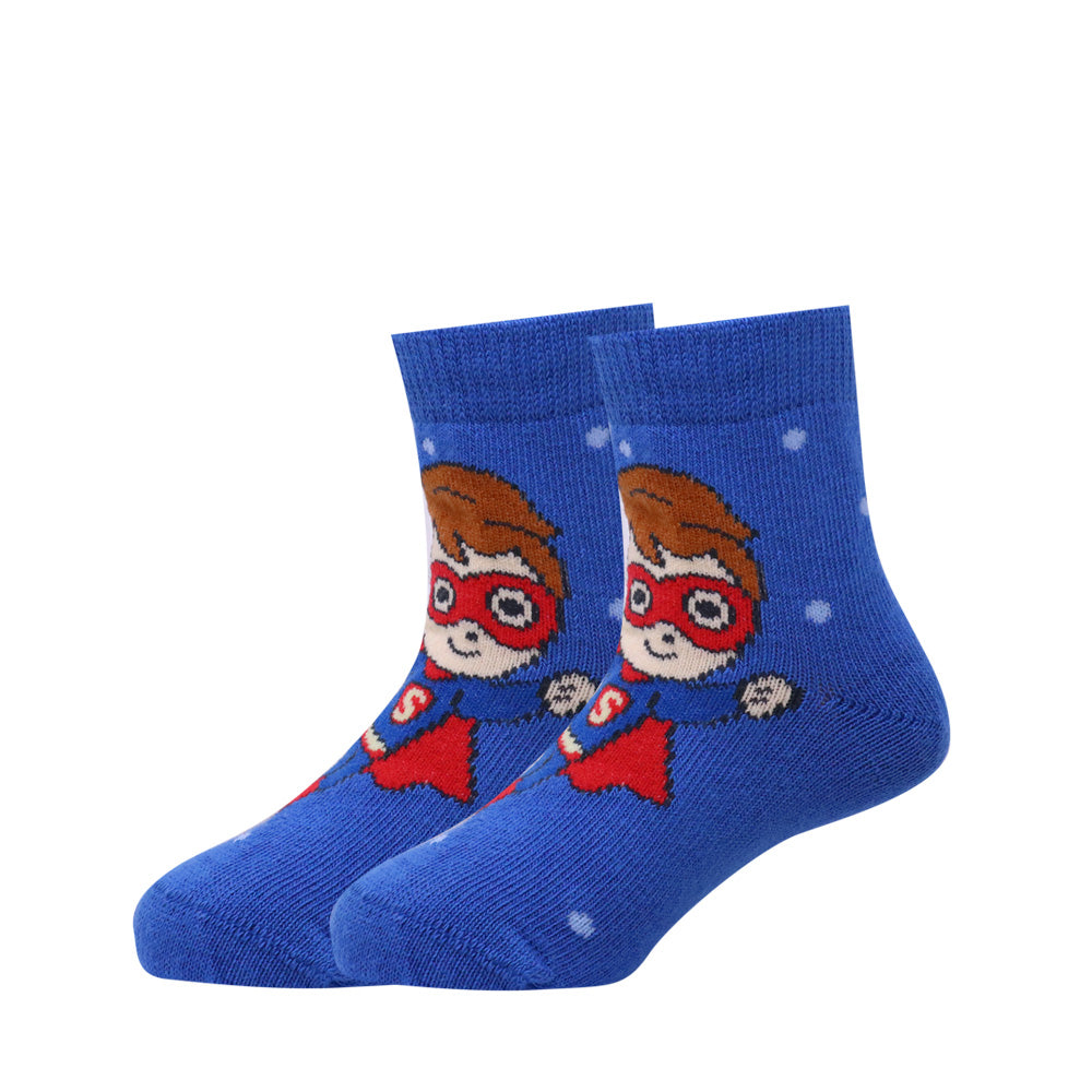 3 Pk Boys Fun Cartoon Socks – Superhero & Animal Design