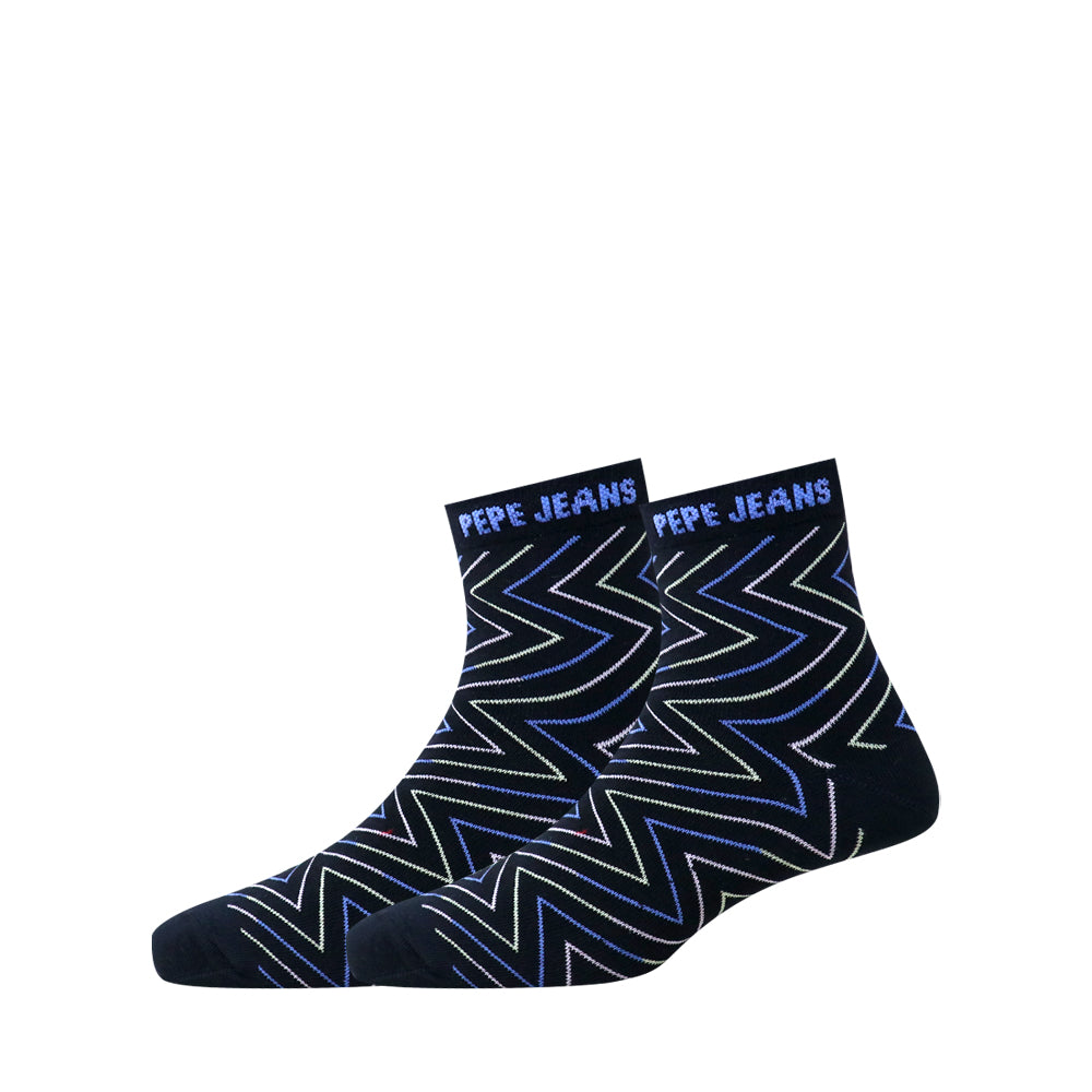 3 Pk Men’s Short Length Cotton Blend Socks – Multicolour Geometric & Abstract Design