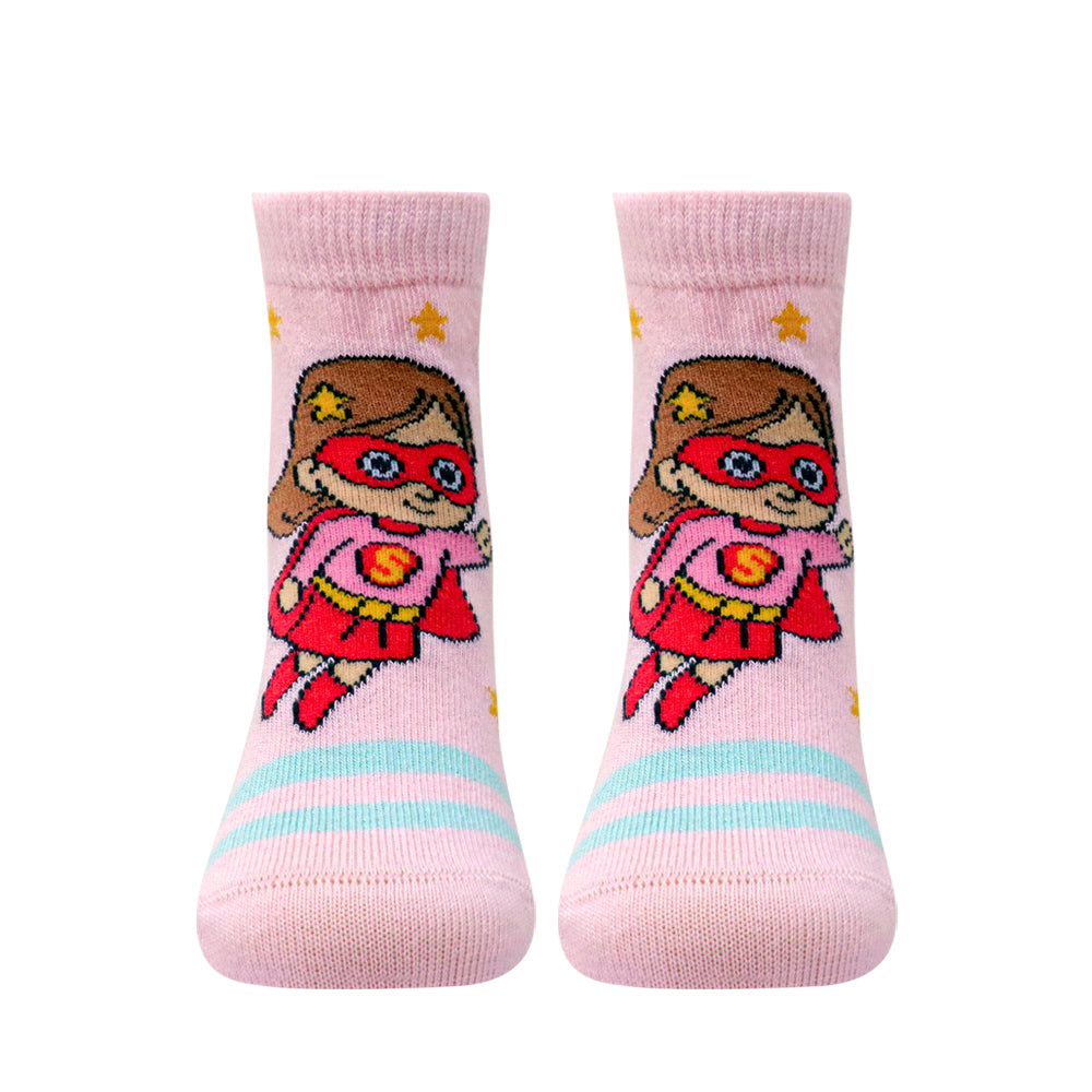 3 Pk Girls’ Unicorn, Superhero & Cute Cat Crew Socks – Fun Character Printed Socks
