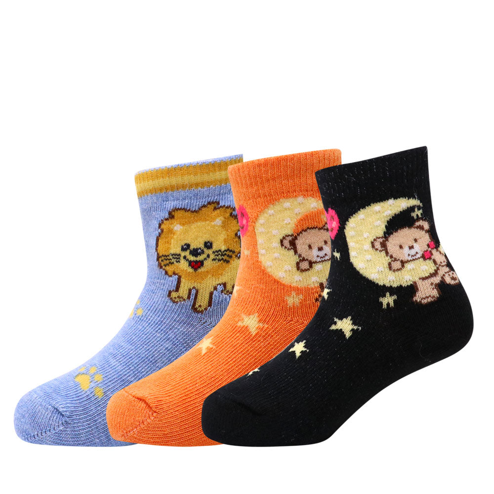 3 Pk Kids Multicolour Character Puppy & Bear Socks